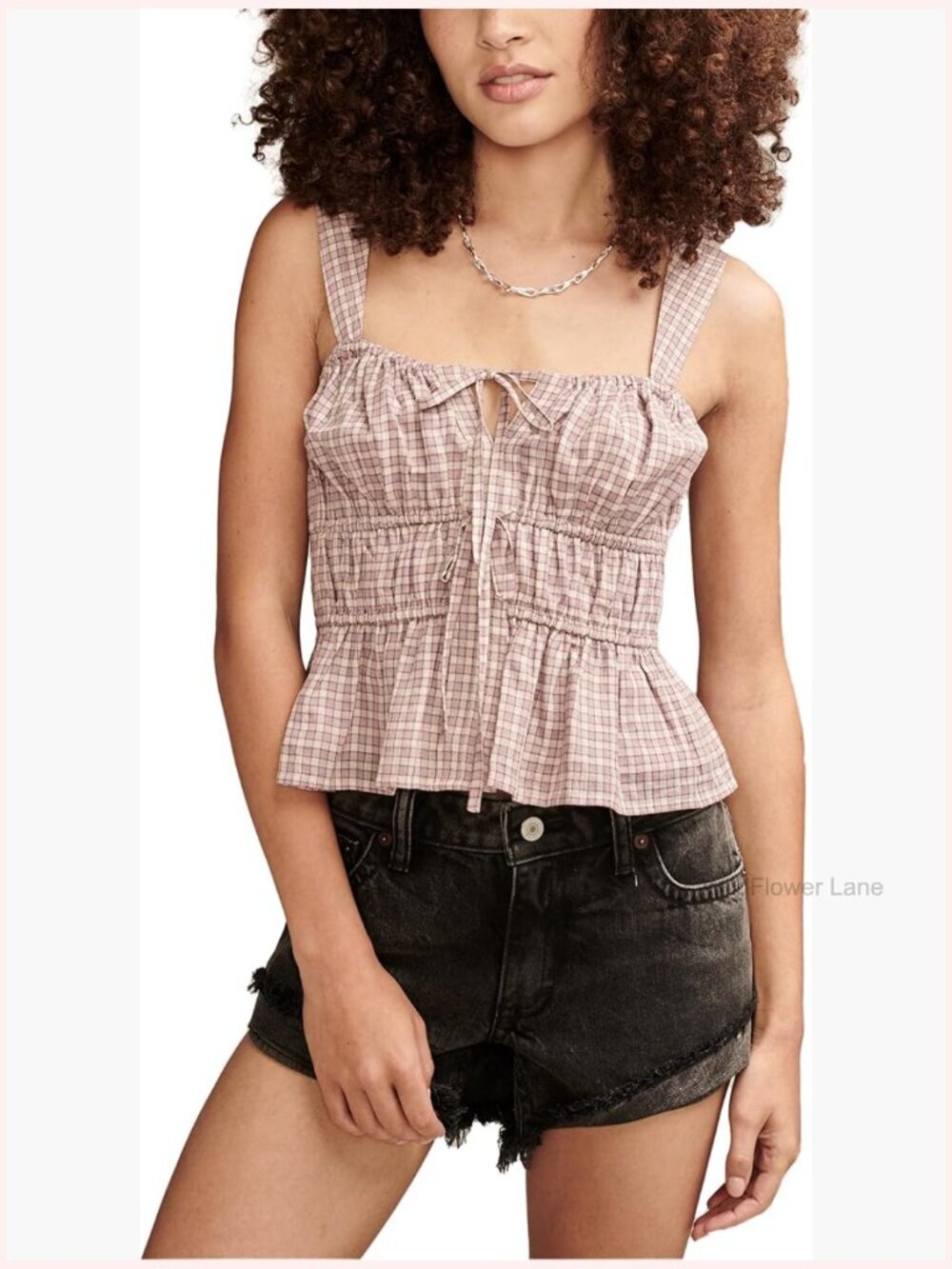 Drawstring Square Neck Tank Top Sleeveless Cotton Blouse